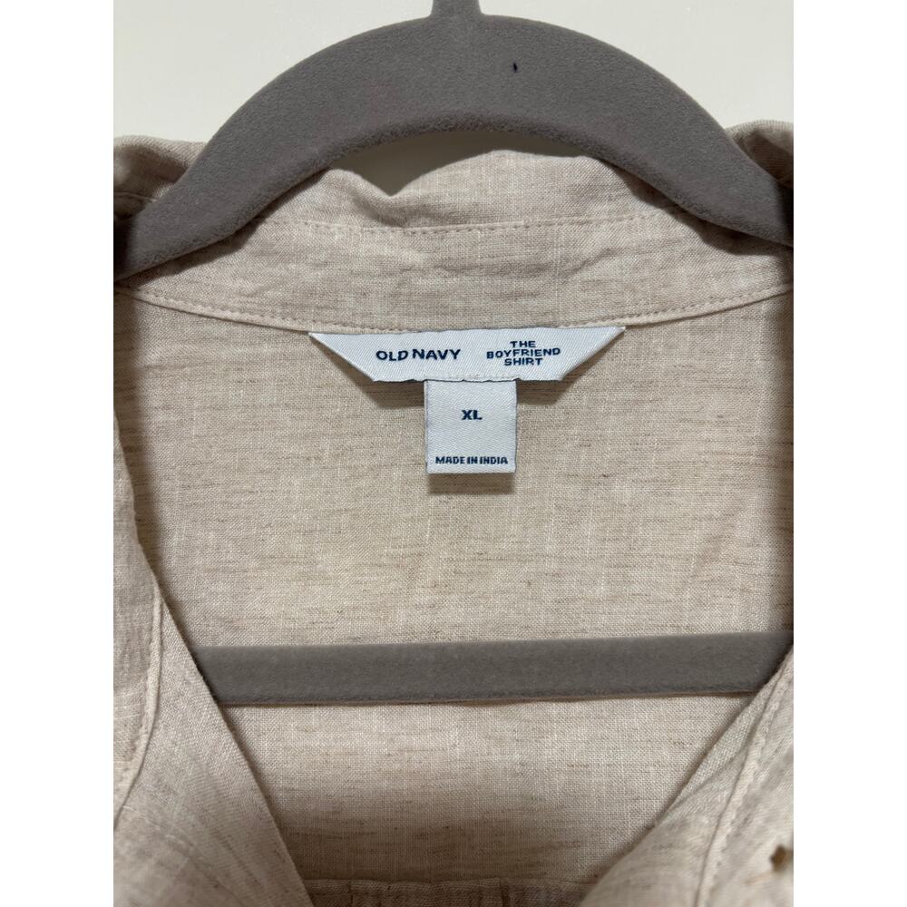 Old Navy Beige Boyfriend Button Down Shirt XL - Picture 3 of 8